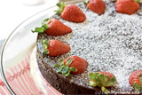 Flourless Chocolate Cake with Strawberries