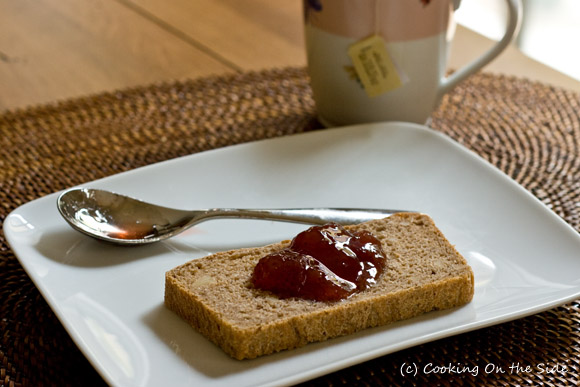 Walnut bread with some tea and jam makes a pretty nice afternoon snack