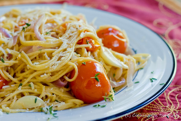 Whole Grain Spaghetti with Cherry Tomatoes and Pecorino Romano