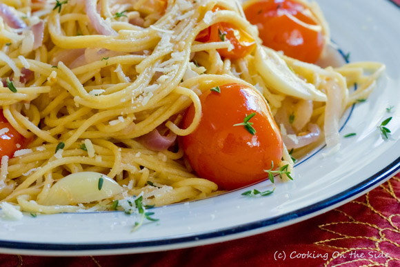 Whole Grain Spaghetti with Cherry Tomatoes and Pecorino Romano