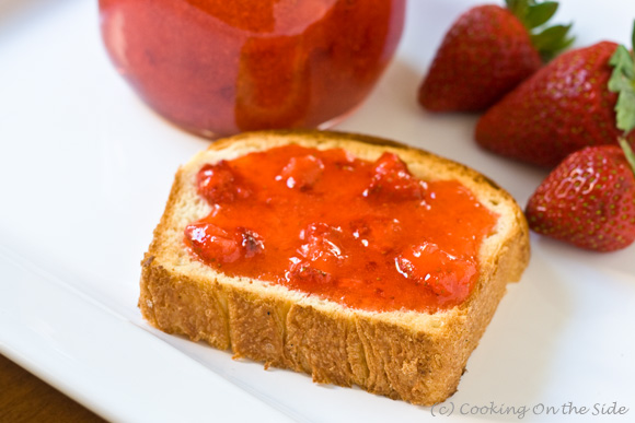 Strawberry jam on brioche toast