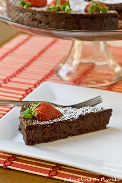 Flourless Chocolate Cake with Strawberries