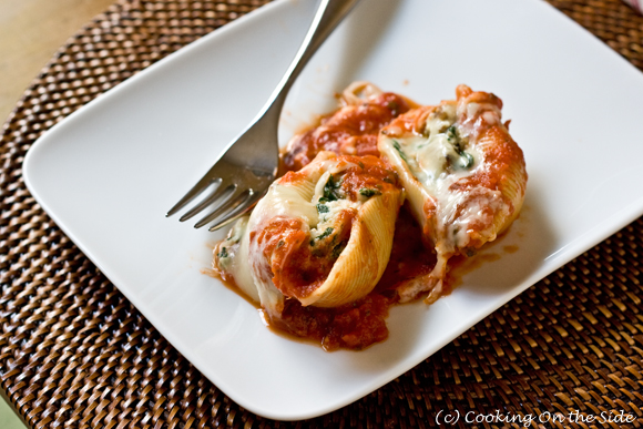 Sausage Spinach Stuffed Shells Cooking On The Side