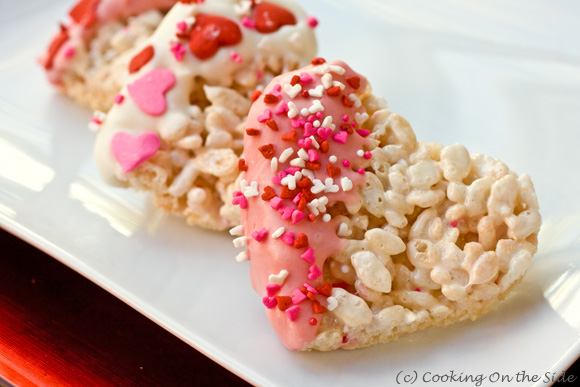 Recipe Valentine's Dipped Rice Krispies Treats Cooking On the Side