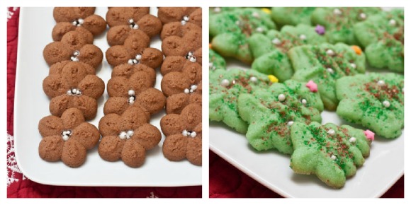 Holiday Spritz Cookies...get the recipe at www.cookingontheside.com #cookies #recipe #holiday