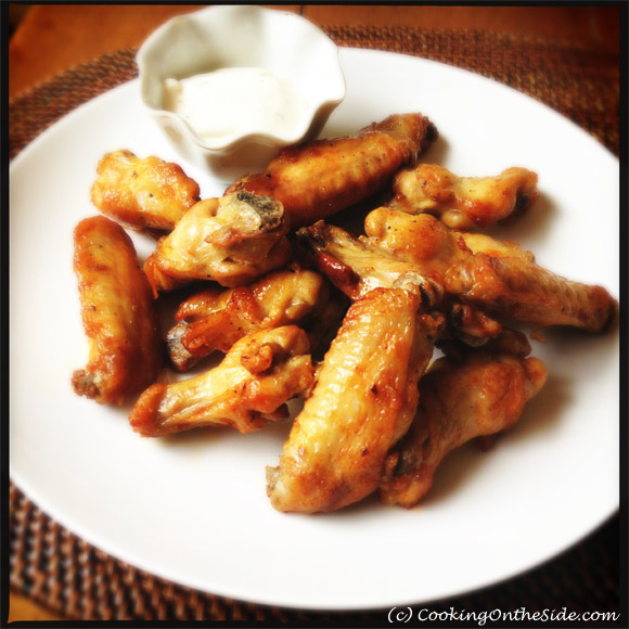 Air-Fried Hot Wings ...get the #recipe at www.cookingontheside.com (c) Kathy Strahs