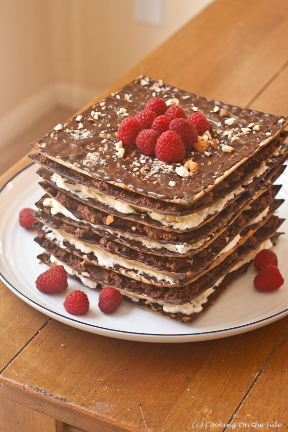 9-Layer No-Bake Matzo Cake ...get the #passover #recipe at www.cookingontheside.com
